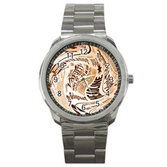 Abstract Newspaper Background Sport Metal Watch