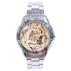 Abstract Newspaper Background Stainless Steel Analogue Watch