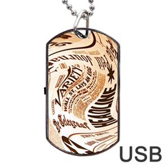 Abstract Newspaper Background Dog Tag Usb Flash (one Side)