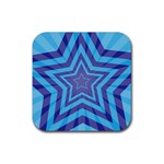 Abstract Starburst Blue Star Rubber Coaster (Square)  Front