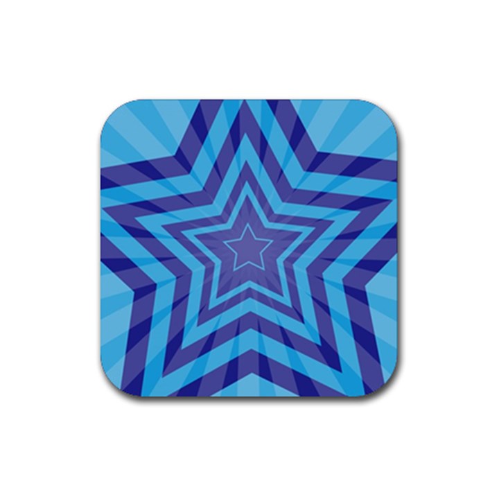 Abstract Starburst Blue Star Rubber Coaster (Square) 