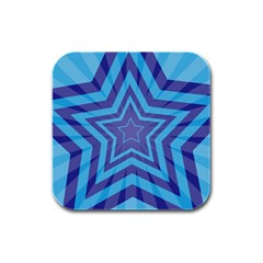 Abstract Starburst Blue Star Rubber Square Coaster (4 Pack) 