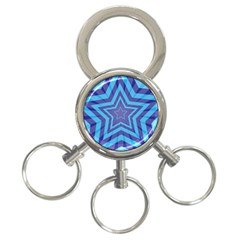 Abstract Starburst Blue Star 3-ring Key Chains