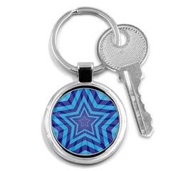 Abstract Starburst Blue Star Key Chains (round) 