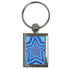 Abstract Starburst Blue Star Key Chains (rectangle) 