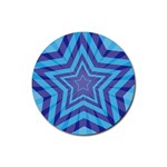 Abstract Starburst Blue Star Rubber Coaster (Round)  Front