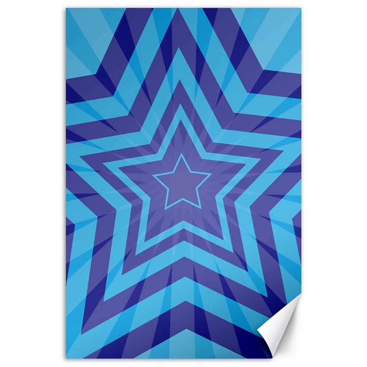 Abstract Starburst Blue Star Canvas 24  x 36 