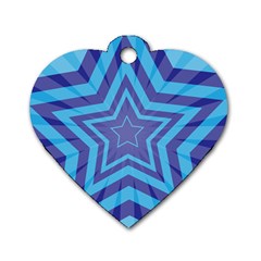 Abstract Starburst Blue Star Dog Tag Heart (two Sides) by Amaryn4rt