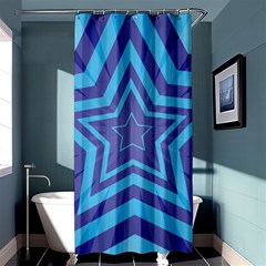 Abstract Starburst Blue Star Shower Curtain 36  X 72  (stall)  by Amaryn4rt