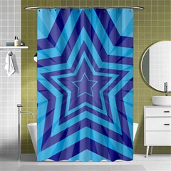 Abstract Starburst Blue Star Shower Curtain 48  X 72  (small) 