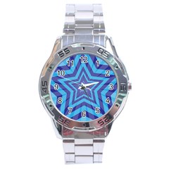 Abstract Starburst Blue Star Stainless Steel Analogue Watch by Amaryn4rt