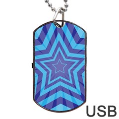 Abstract Starburst Blue Star Dog Tag Usb Flash (two Sides) by Amaryn4rt