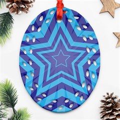 Abstract Starburst Blue Star Oval Filigree Ornament (two Sides)