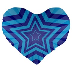 Abstract Starburst Blue Star Large 19  Premium Heart Shape Cushions