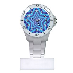 Abstract Starburst Blue Star Plastic Nurses Watch