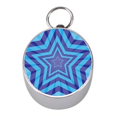 Abstract Starburst Blue Star Mini Silver Compasses