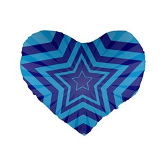 Abstract Starburst Blue Star Standard 16  Premium Flano Heart Shape Cushions