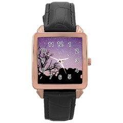 Arches National Park Night Rose Gold Leather Watch  by Amaryn4rt