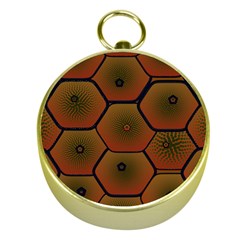 Art Psychedelic Pattern Gold Compasses