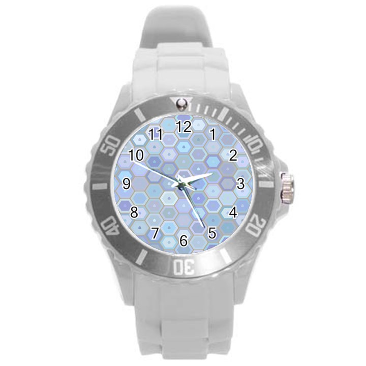 Bee Hive Background Round Plastic Sport Watch (L)