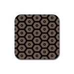 Black Bee Hive Texture Rubber Coaster (Square)  Front