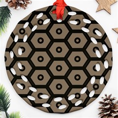 Black Bee Hive Texture Round Filigree Ornament (two Sides) by Amaryn4rt