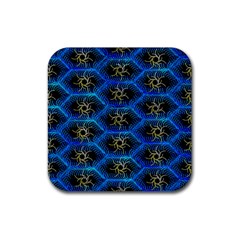 Blue Bee Hive Rubber Coaster (square) 