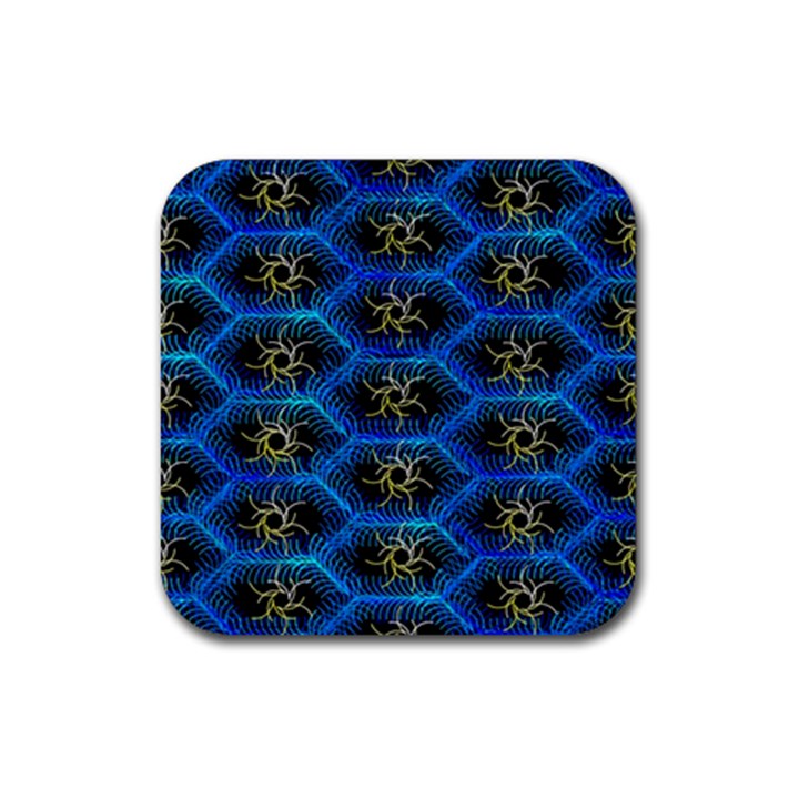 Blue Bee Hive Rubber Coaster (Square) 