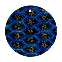 Blue Bee Hive Round Ornament (two Sides) by Amaryn4rt