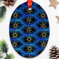 Blue Bee Hive Oval Ornament (two Sides)