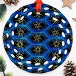 Blue Bee Hive Round Filigree Ornament (Two Sides) Front