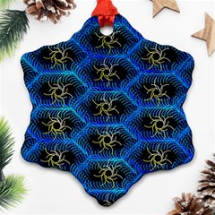 Blue Bee Hive Snowflake Ornament (two Sides) by Amaryn4rt