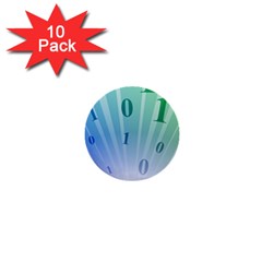 Blue Binary Background Binary World Binary Flow Hand 1  Mini Buttons (10 Pack) 