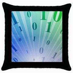 Blue Binary Background Binary World Binary Flow Hand Throw Pillow Case (black) by Amaryn4rt