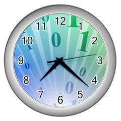 Blue Binary Background Binary World Binary Flow Hand Wall Clocks (silver) 