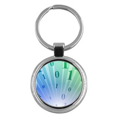 Blue Binary Background Binary World Binary Flow Hand Key Chains (round) 