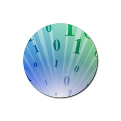 Blue Binary Background Binary World Binary Flow Hand Rubber Coaster (round) 