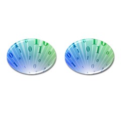 Blue Binary Background Binary World Binary Flow Hand Cufflinks (oval)