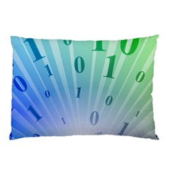 Blue Binary Background Binary World Binary Flow Hand Pillow Case by Amaryn4rt