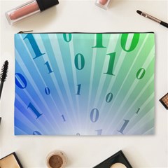 Blue Binary Background Binary World Binary Flow Hand Cosmetic Bag (xl)