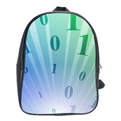 Blue Binary Background Binary World Binary Flow Hand School Bags(large) 