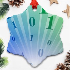 Blue Binary Background Binary World Binary Flow Hand Snowflake Ornament (two Sides)