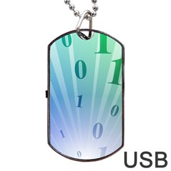 Blue Binary Background Binary World Binary Flow Hand Dog Tag Usb Flash (one Side)