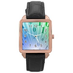 Blue Binary Background Binary World Binary Flow Hand Rose Gold Leather Watch 