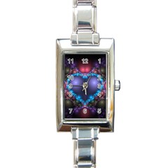 Blue Heart Rectangle Italian Charm Watch