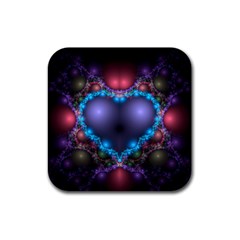 Blue Heart Rubber Coaster (square)  by Amaryn4rt