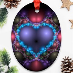 Blue Heart Oval Ornament (two Sides)