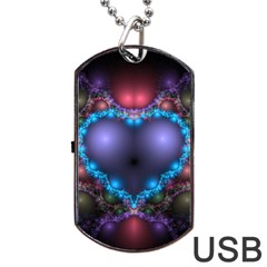 Blue Heart Dog Tag Usb Flash (one Side)