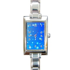 Blue Hot Pattern Blue Star Background Rectangle Italian Charm Watch