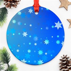 Blue Hot Pattern Blue Star Background Ornament (round)